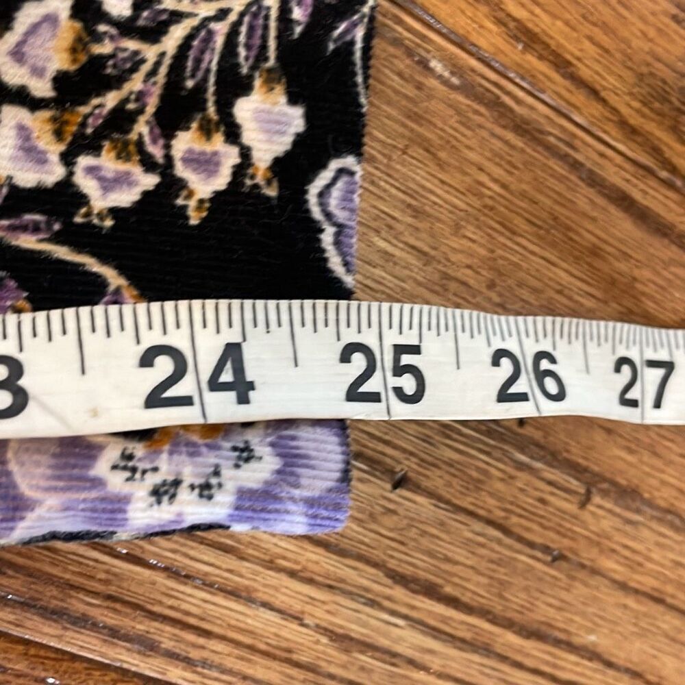 Garnet Hill purple floral corduroy wide leg pant size 4 - Picture 8 of 15